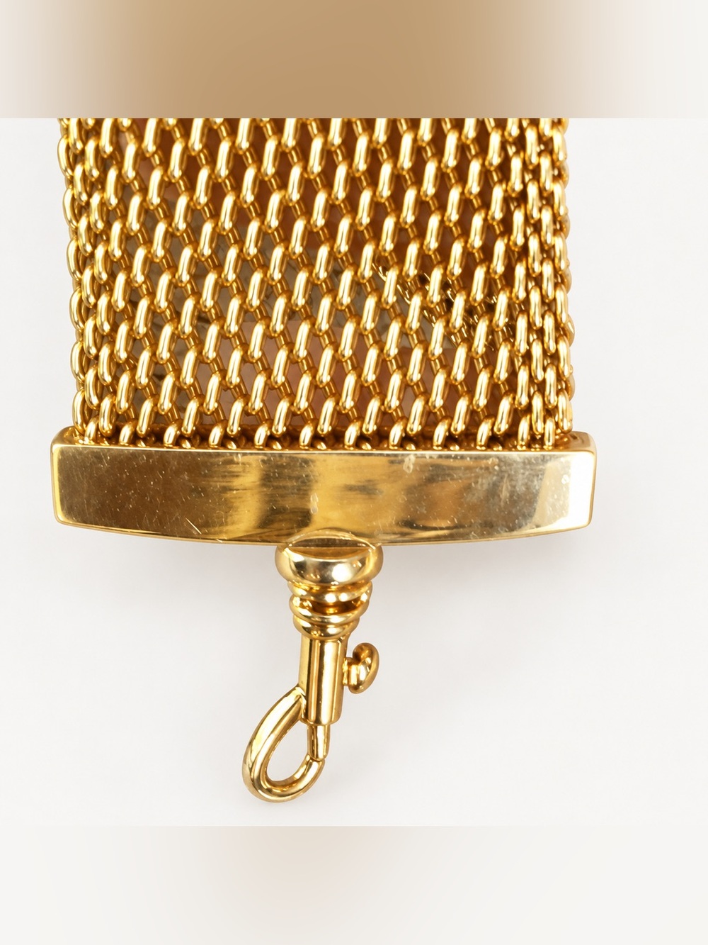 St. John Vintage Gold Plated Mesh Chain Belt Logo Adjustable 34.5” - Picture 3 of 6